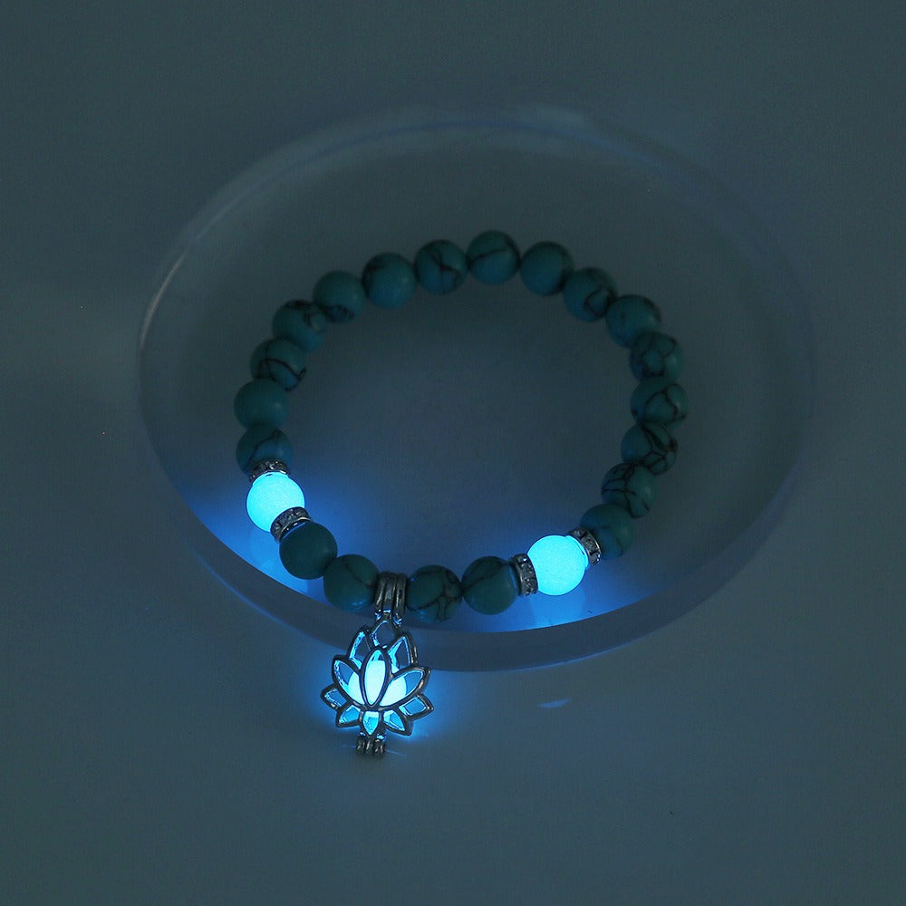 Turquoise Glow Lotus Yoga Bracelet – Multicolor Fluorescent