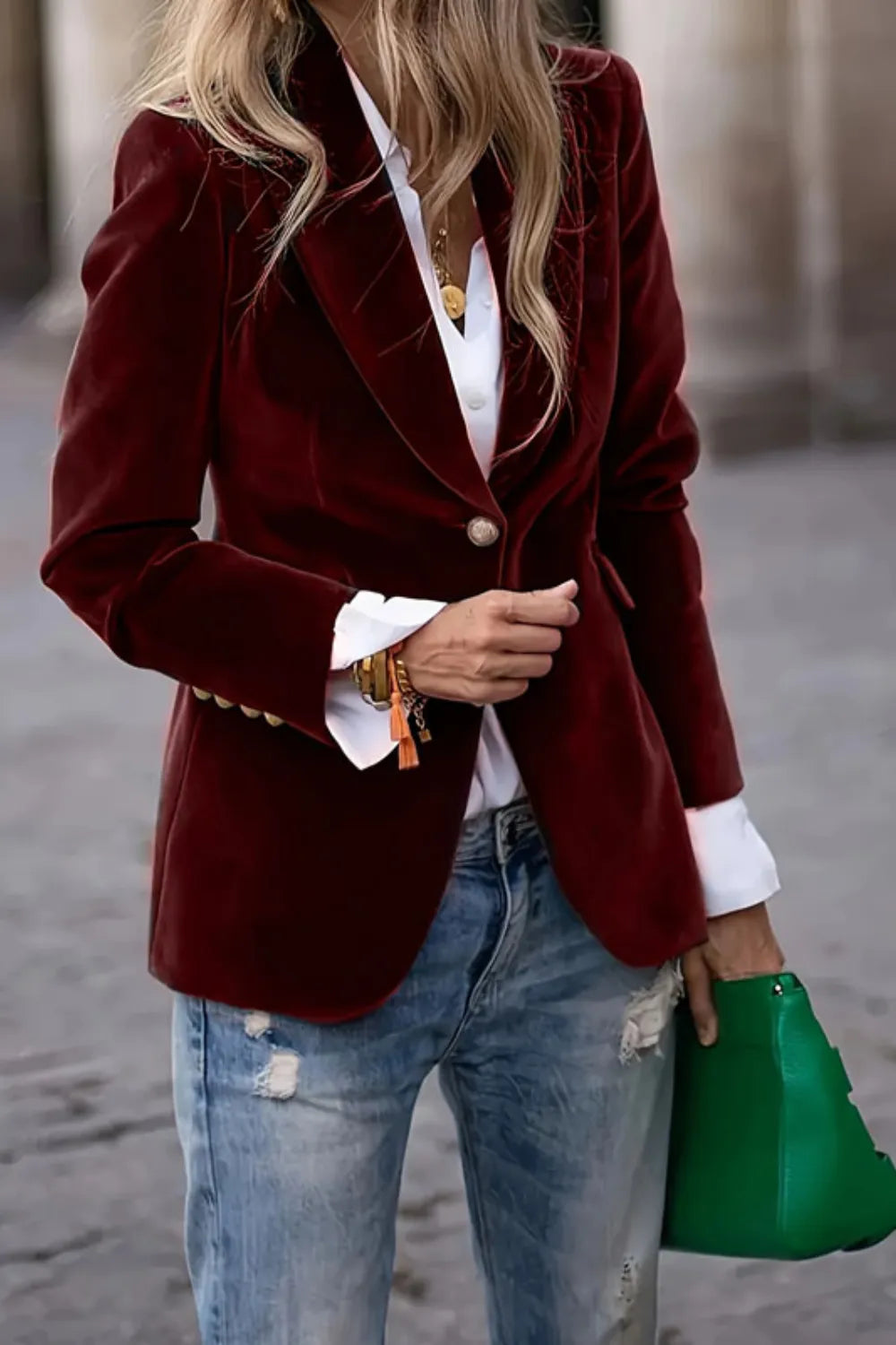 Single-Button Lapel Blazer – Timeless & Tailored