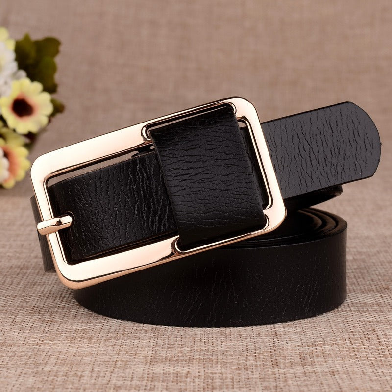 Women's leather belt with cowhide