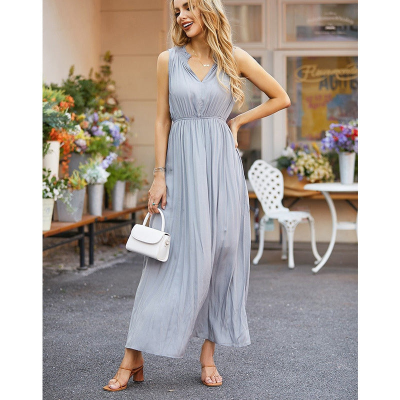 Sleeveless V-neck Vest Dress – Effortlessly Stylish, All-Day Chic