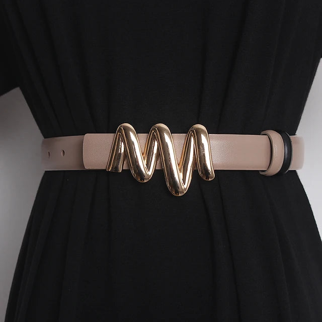 Genuine Leather Cummerbunds Female Dress Corsets Squiggle