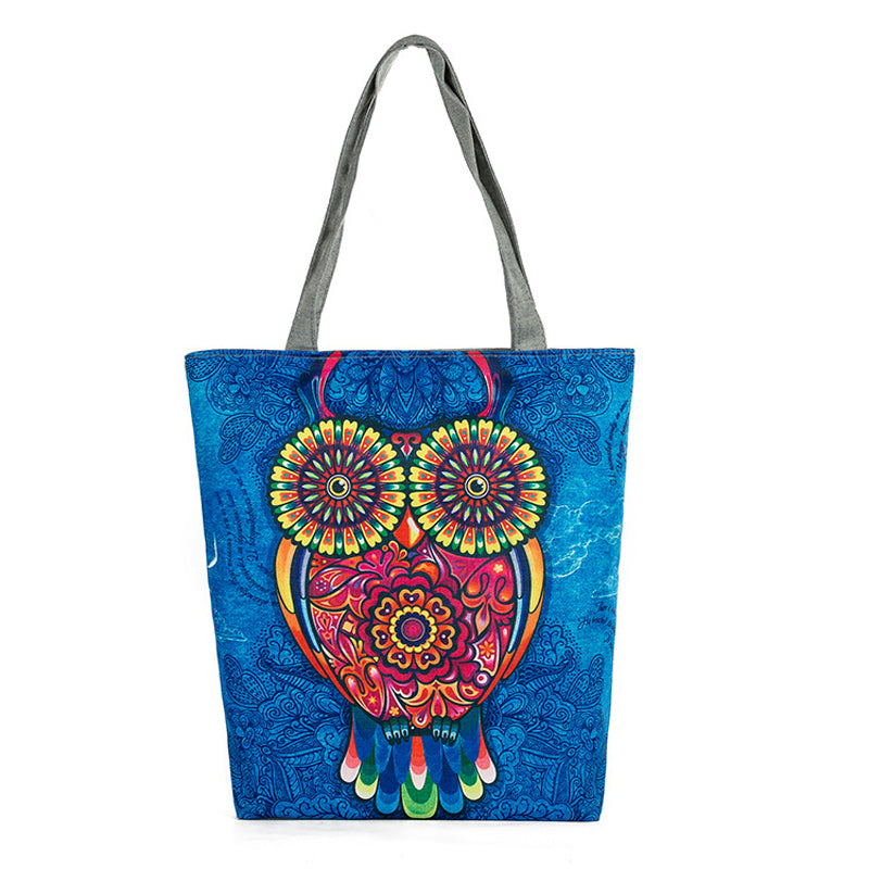 Vintage Canvas Bags Large Thai Owl Tote bag HandBag