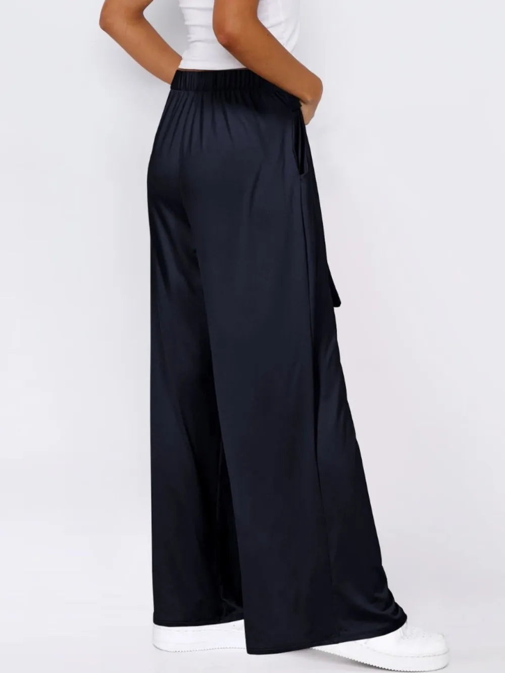 Tie-Waist Wide-Leg Pants with Pockets