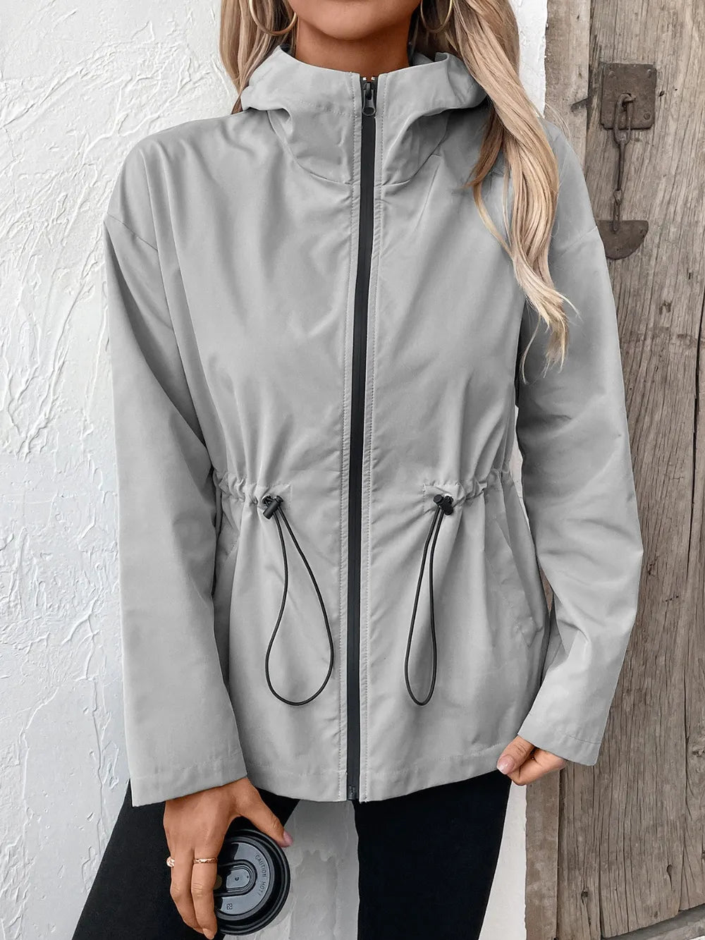 Casual Zip-Up Jacket with Adjustable Hood
