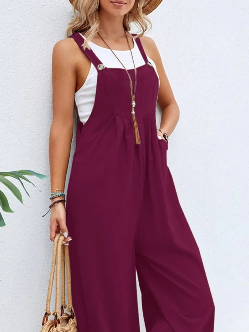 Square Neck Wide Strap Overalls