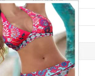 Striped Tie-Dye Hollow High-Waisted Bikini Set