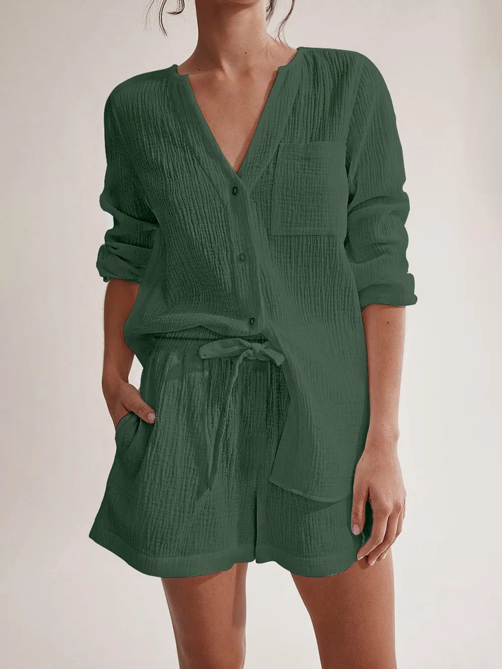 Women’s Summer Pyjama Set Crafted from 100% Cotton Gauze