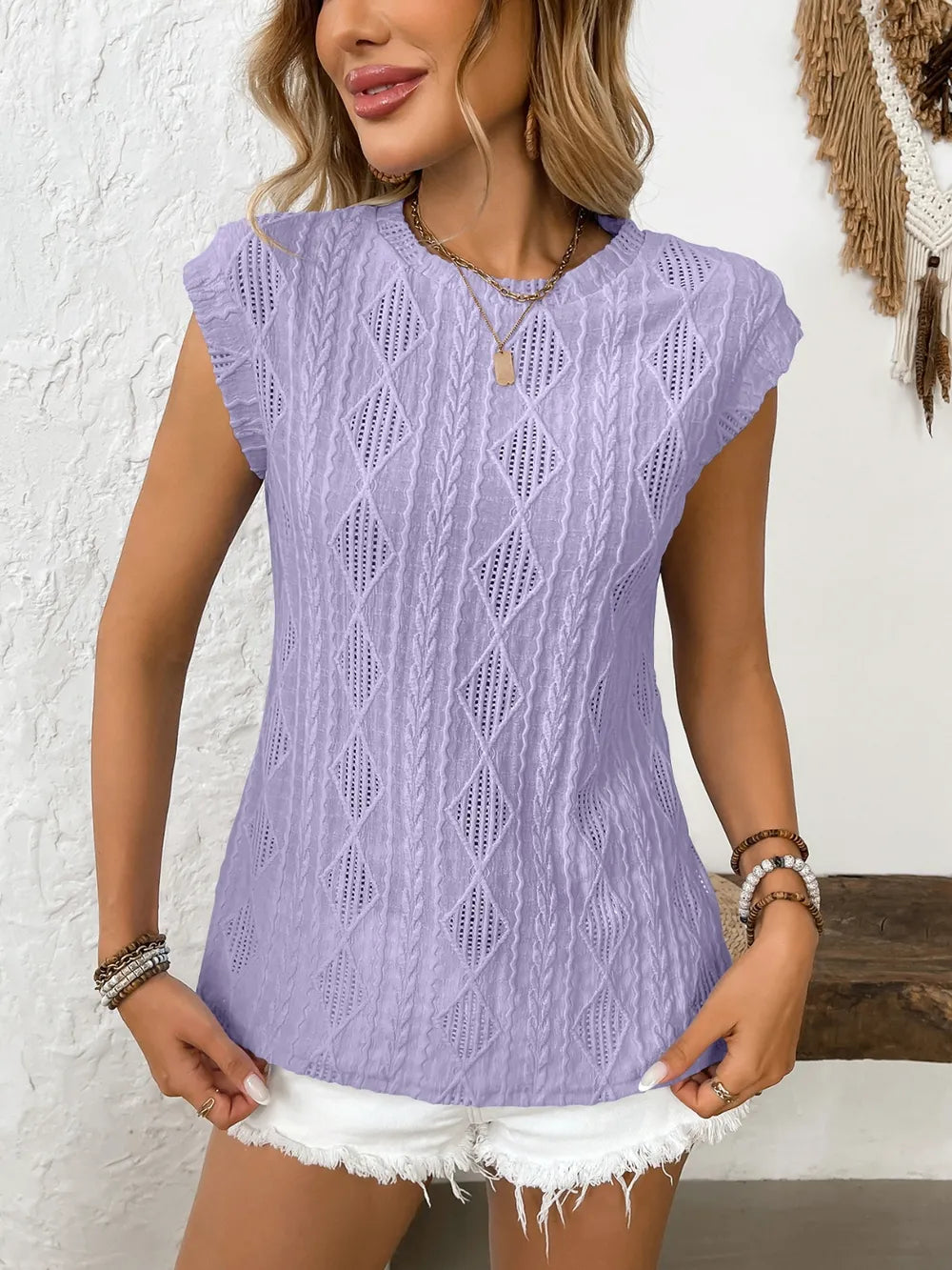 Essential Cap Sleeve Top with Round Neck