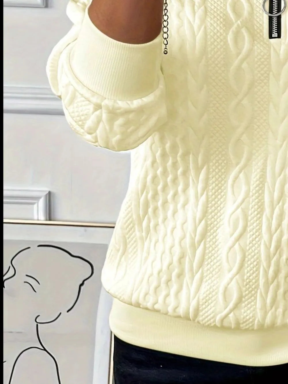 Textured Half Zip Sweatshirt – Long Sleeves for Comfort and Style