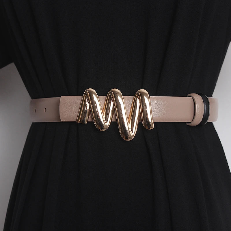 Genuine Leather Cummerbunds Female Dress Corsets Squiggle