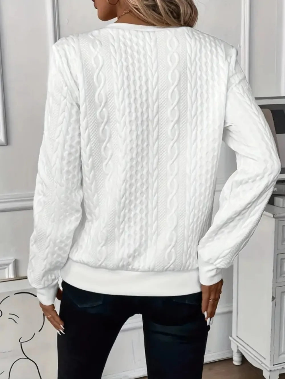 Textured Half Zip Sweatshirt – Long Sleeves for Comfort and Style