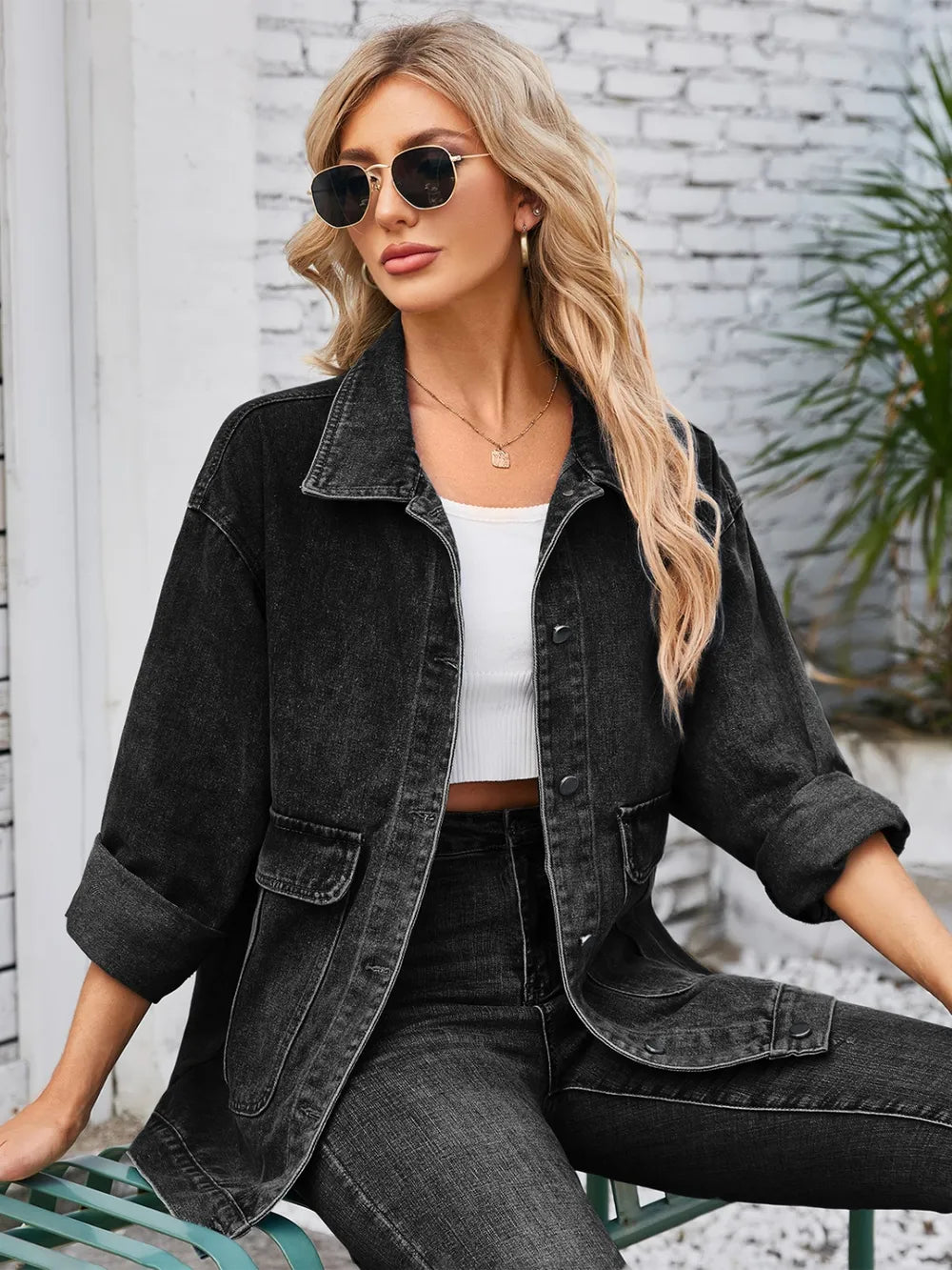 Classic Long Sleeve Button-Up Denim Jacket