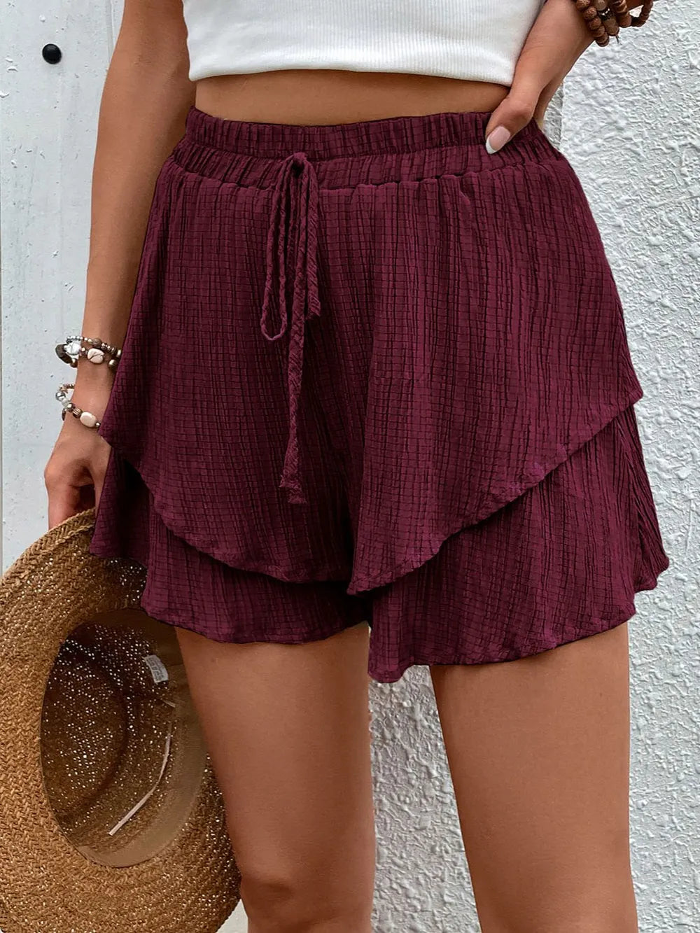 Tied Layered High-Waist Shorts – Effortlessly Stylish and Comfortable