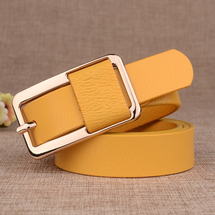 Women's leather belt with cowhide
