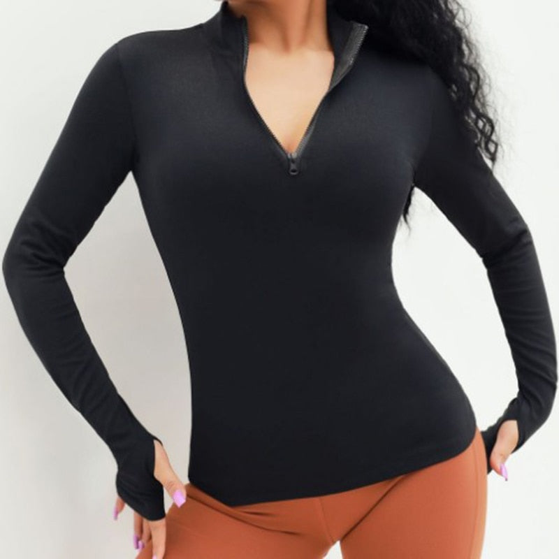 Yoga Top Sport Zipper Long Sleeve Yoga Shirt