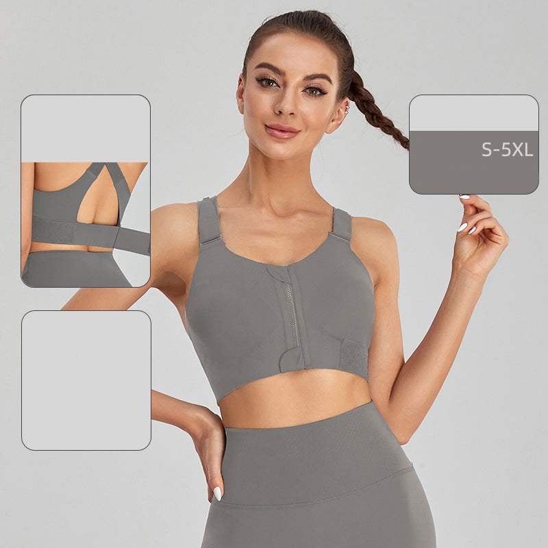 Front-Zip Shockproof Sports Bra