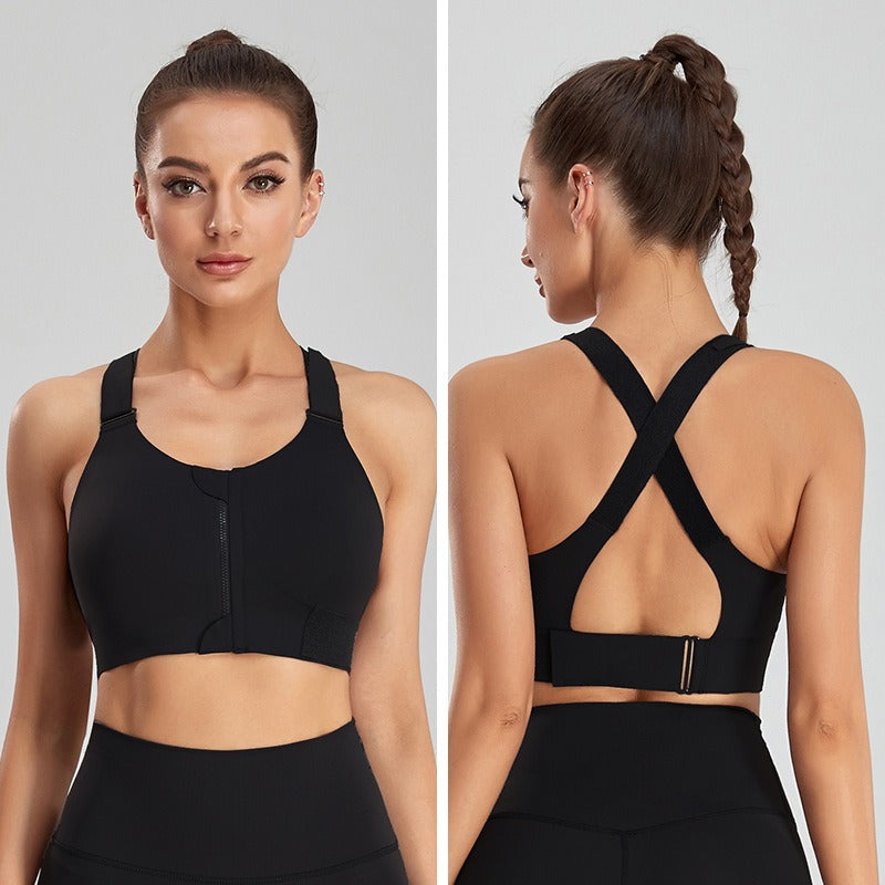 Front-Zip Shockproof Sports Bra