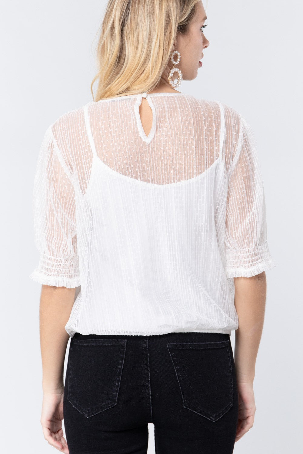 Crew Neck Top with Inner Cami