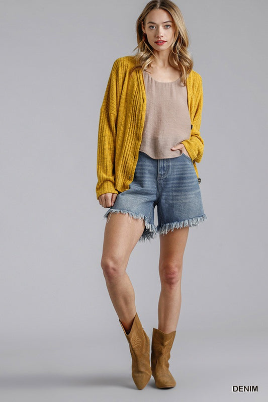 High Rise Denim Shorts