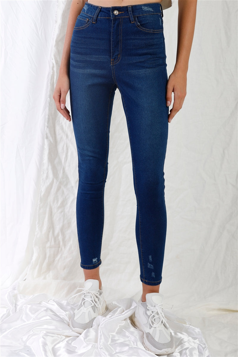 High-waisted Rips Skinny Denim Jeans