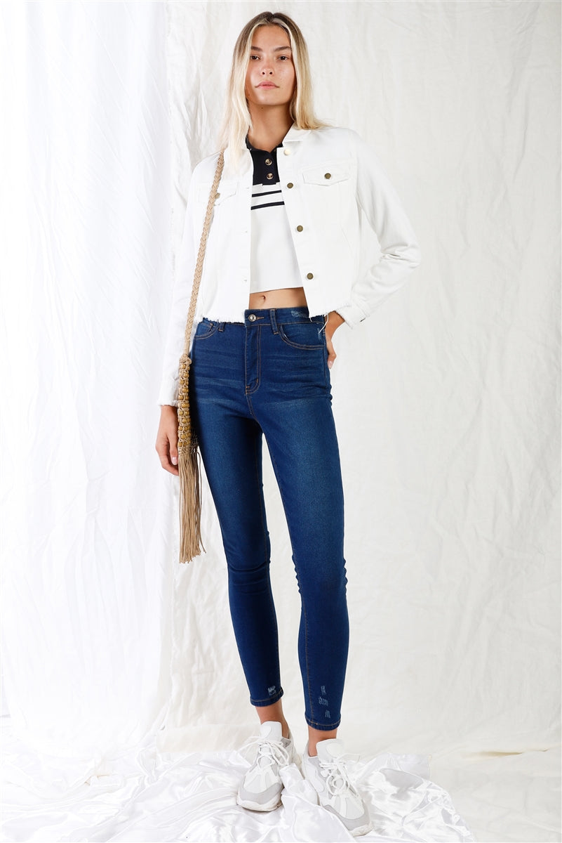 High-waisted Rips Skinny Denim Jeans