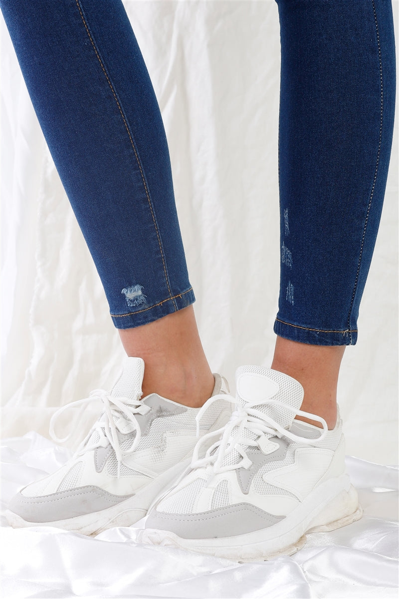High-waisted Rips Skinny Denim Jeans