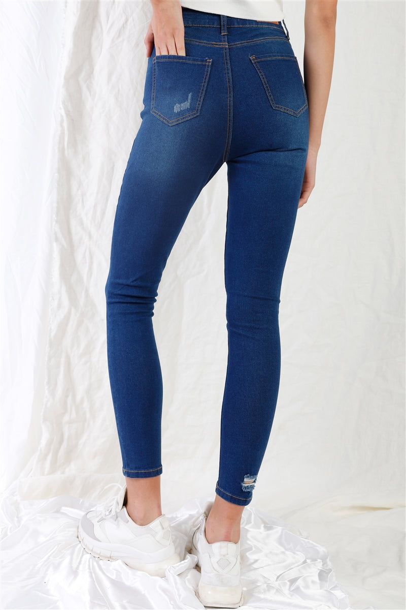 High-waisted Rips Skinny Denim Jeans