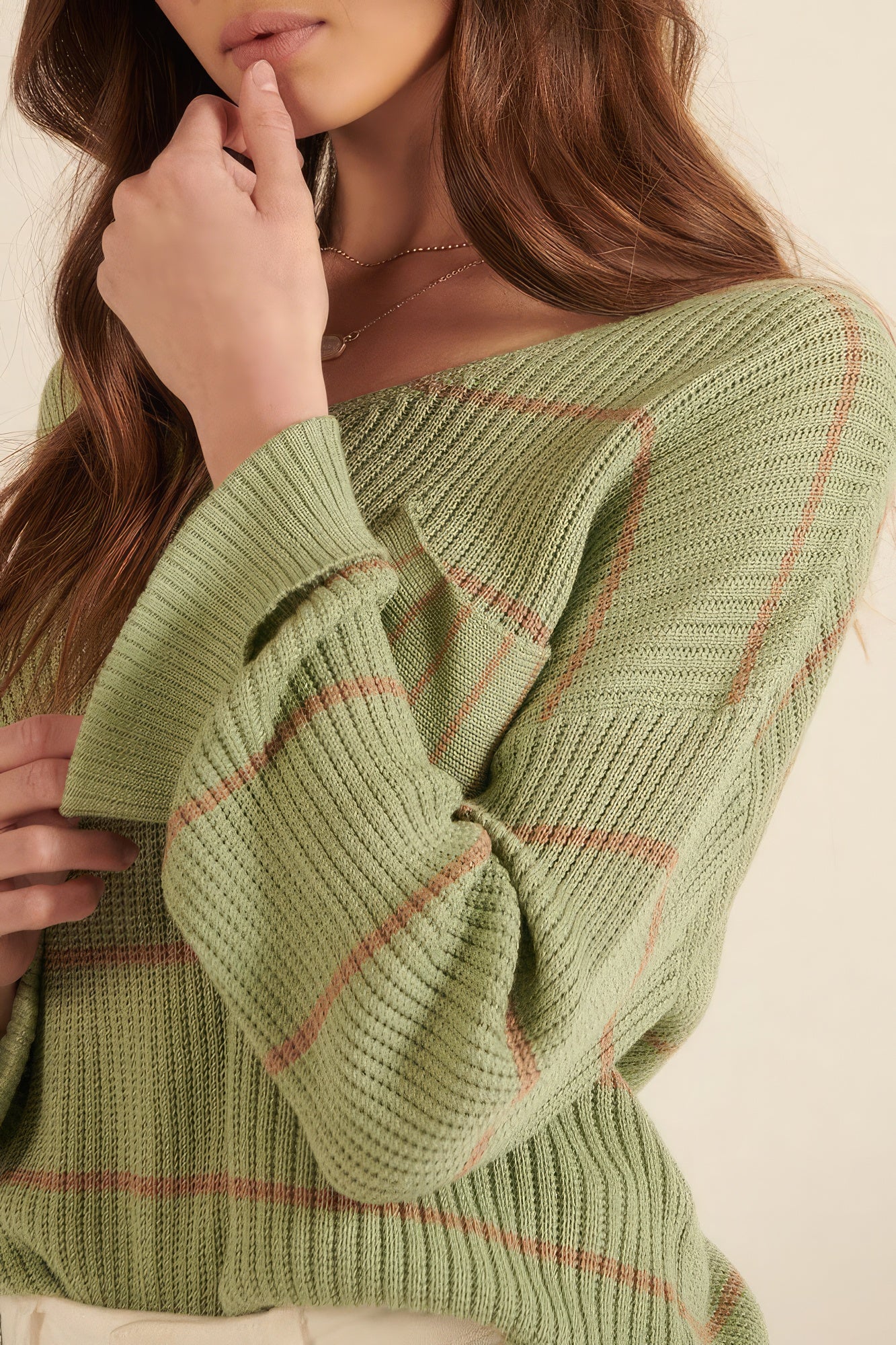Rib-knit Oversized Sweater Green