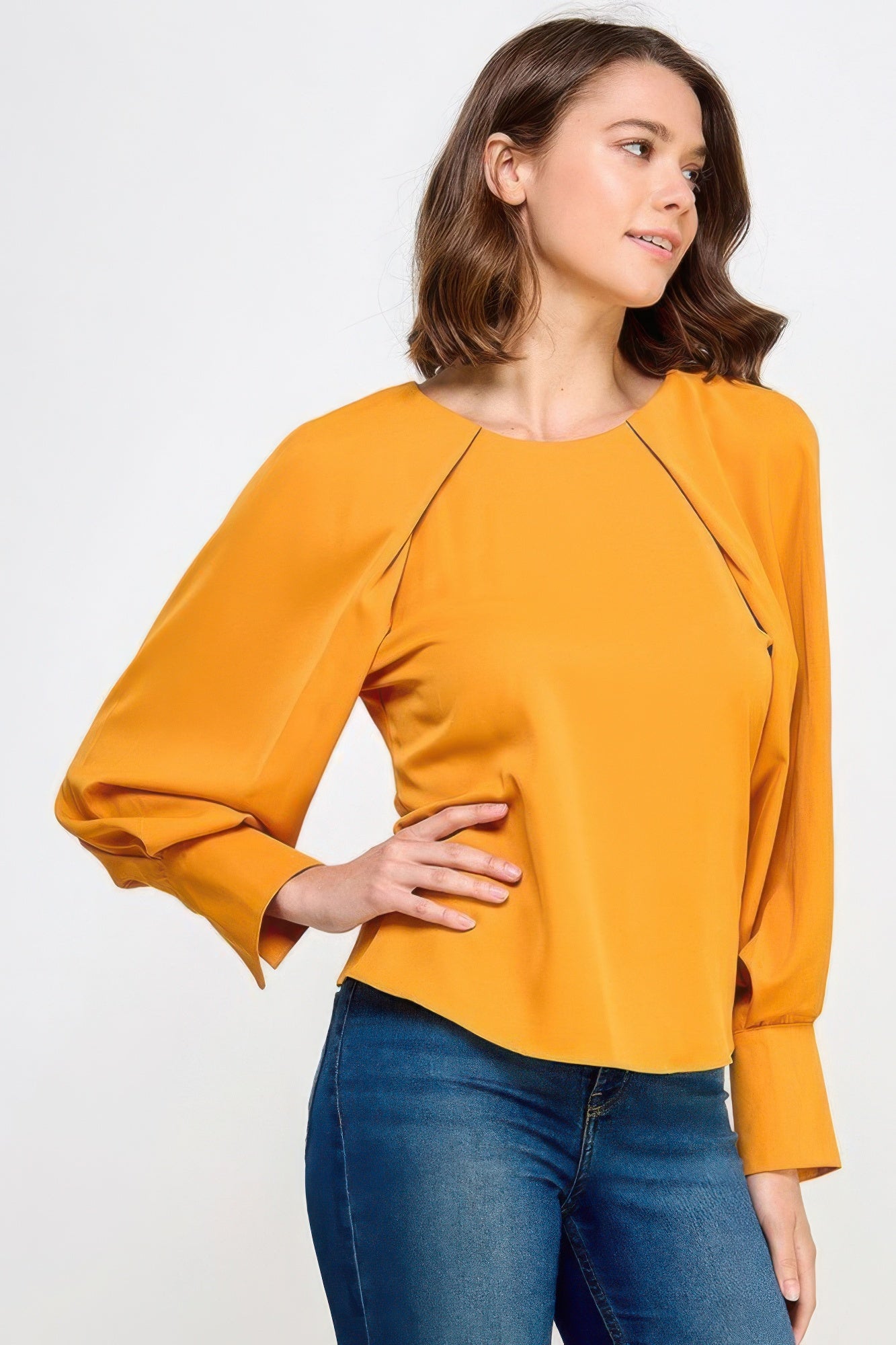 Chic Back-Neck Tie Blouse Orange