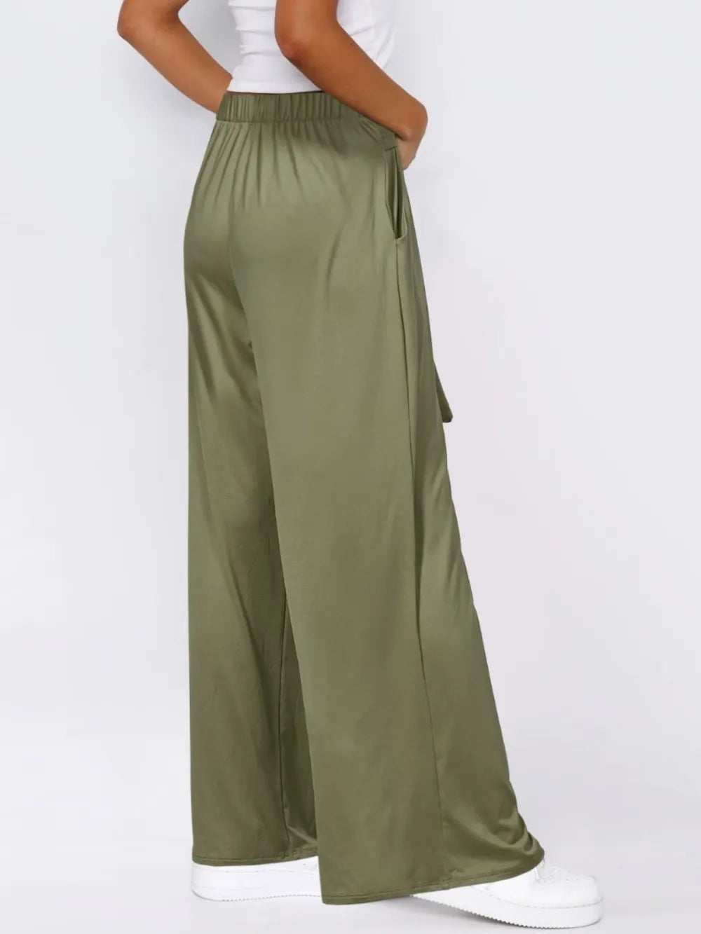 Tie-Waist Wide-Leg Pants with Pockets