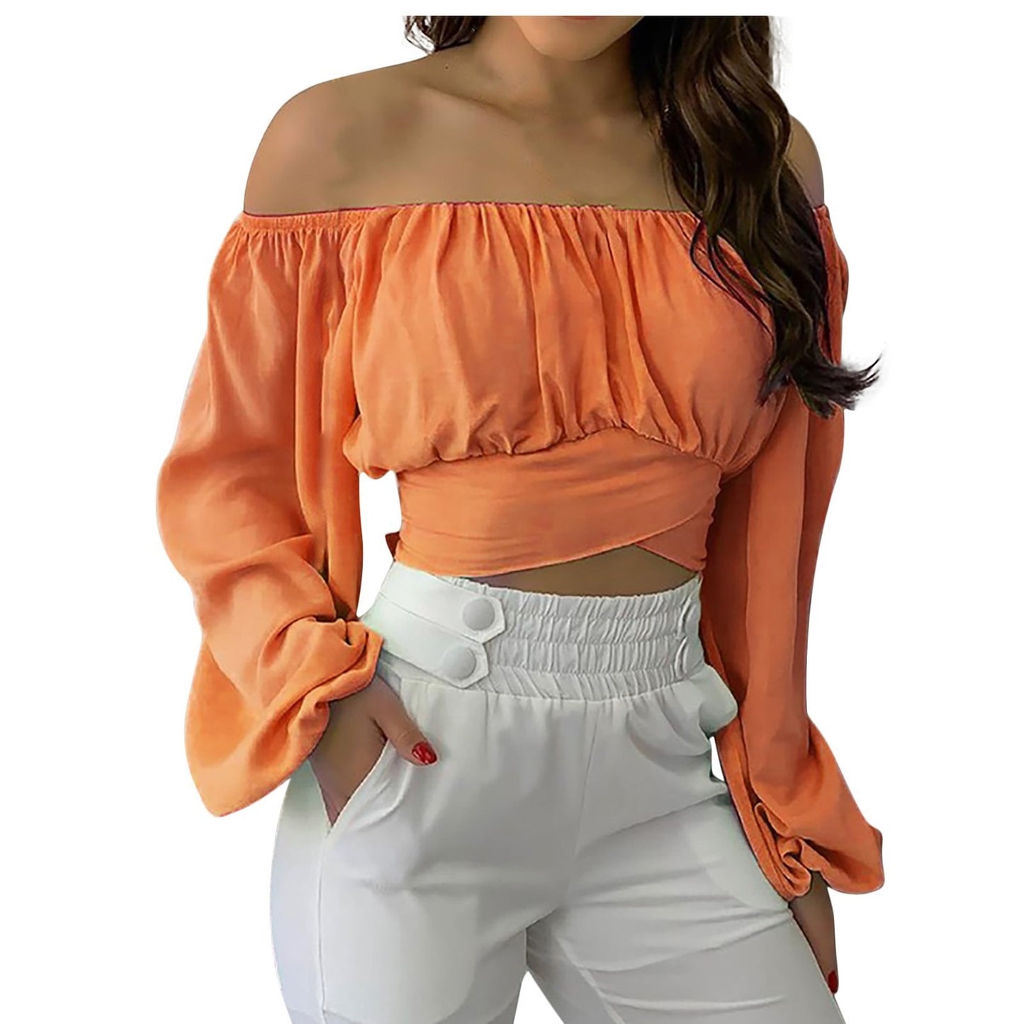Off Shoulder Long Sleeved Blouse