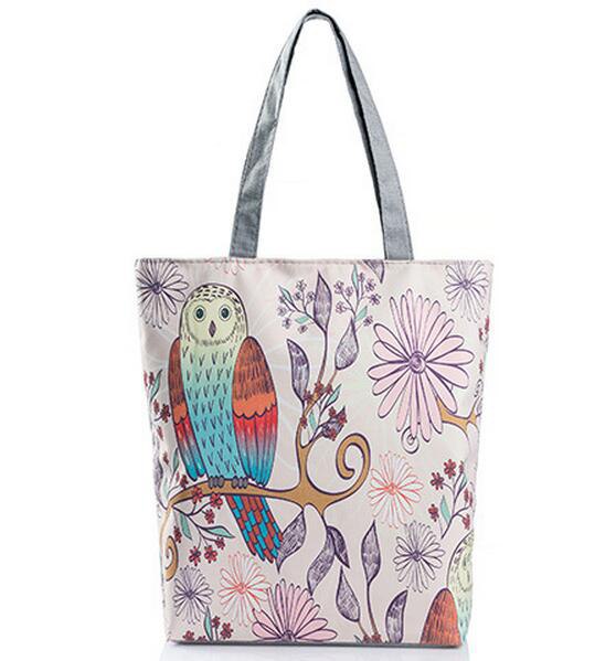Vintage Canvas Bags Large Thai Owl Tote bag HandBag