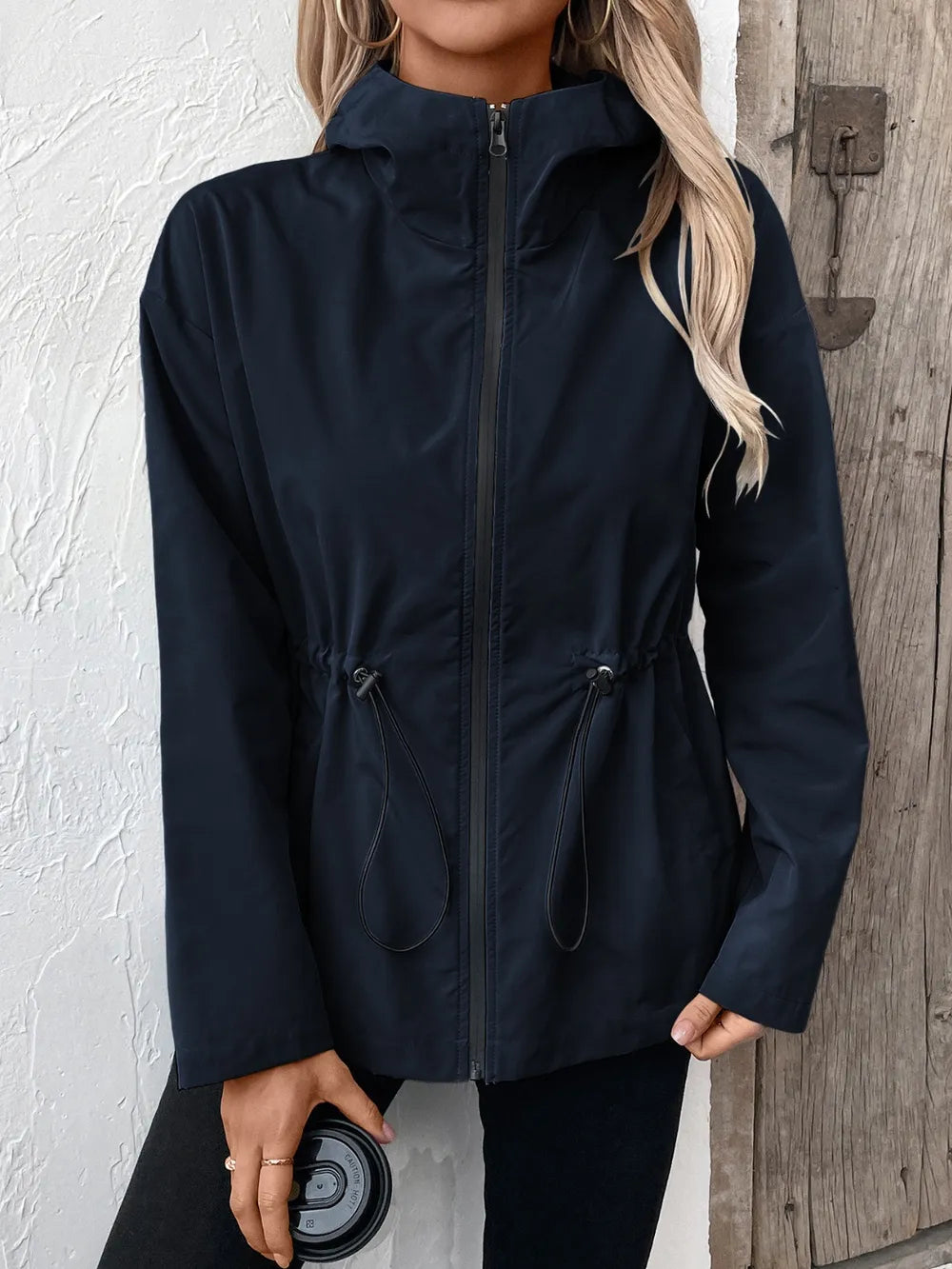Casual Zip-Up Jacket with Adjustable Hood
