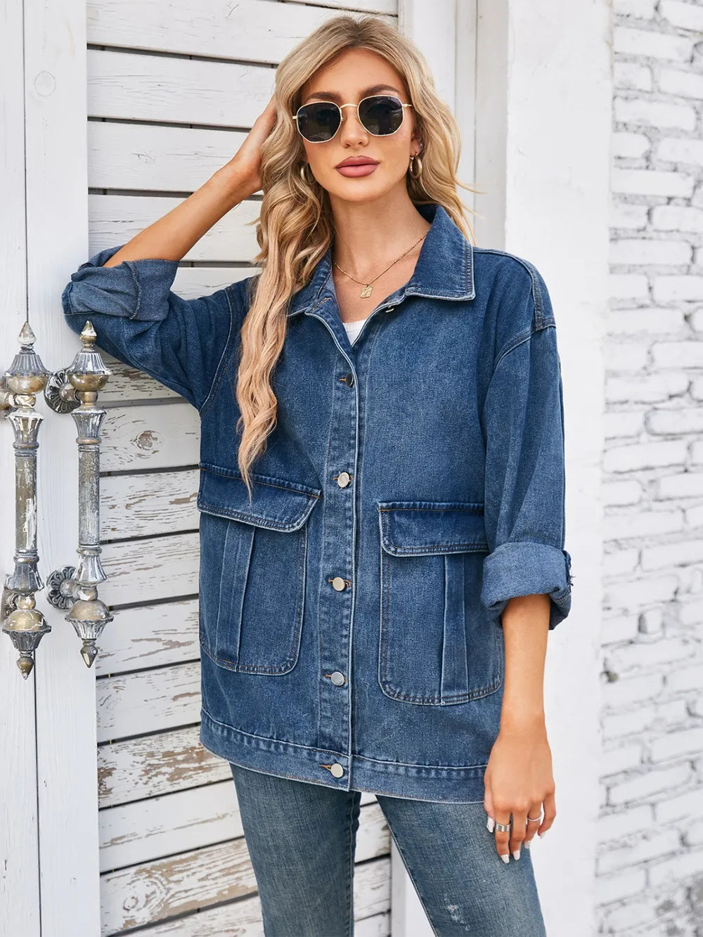 Classic Long Sleeve Button-Up Denim Jacket