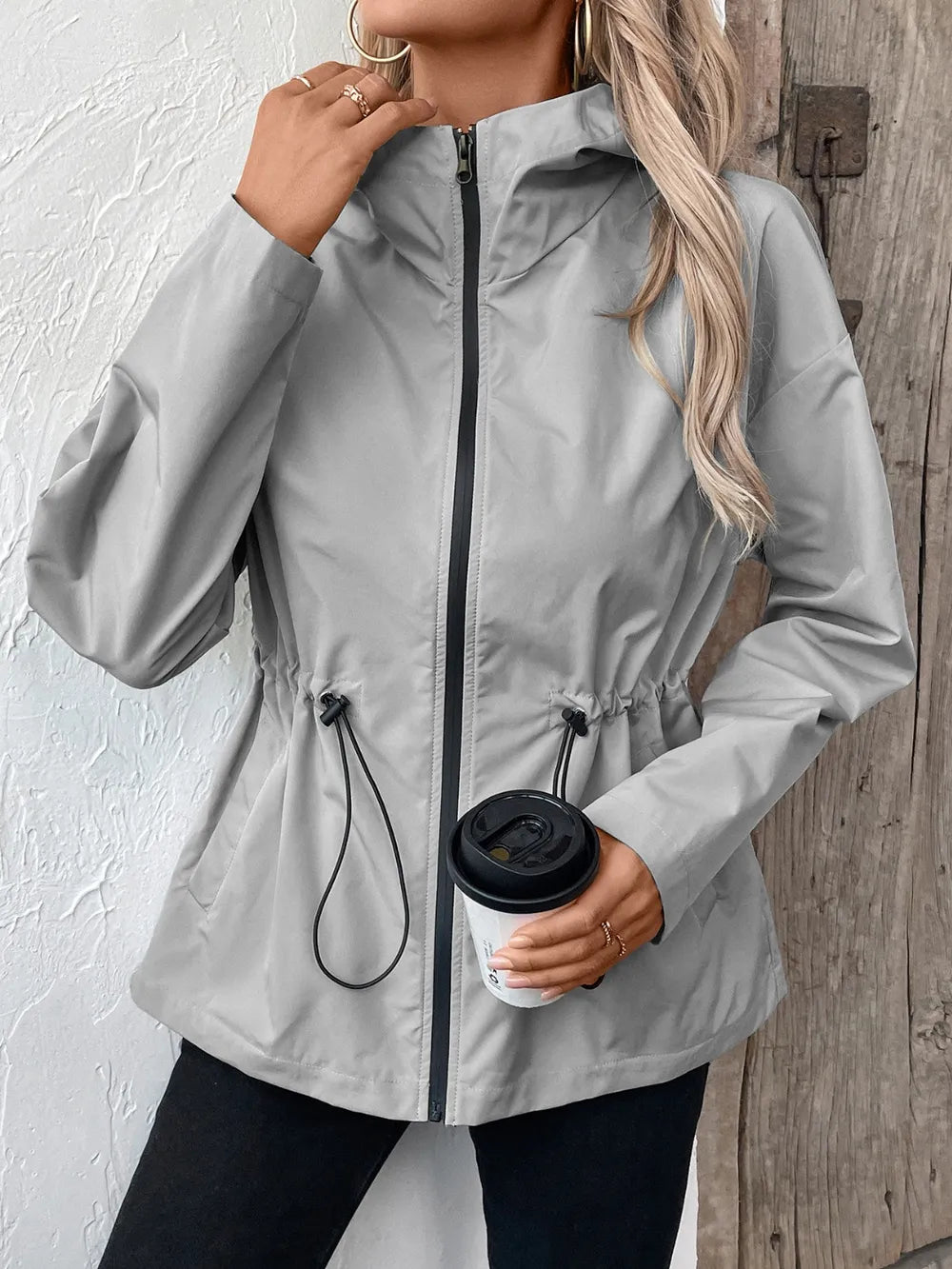 Casual Zip-Up Jacket with Adjustable Hood
