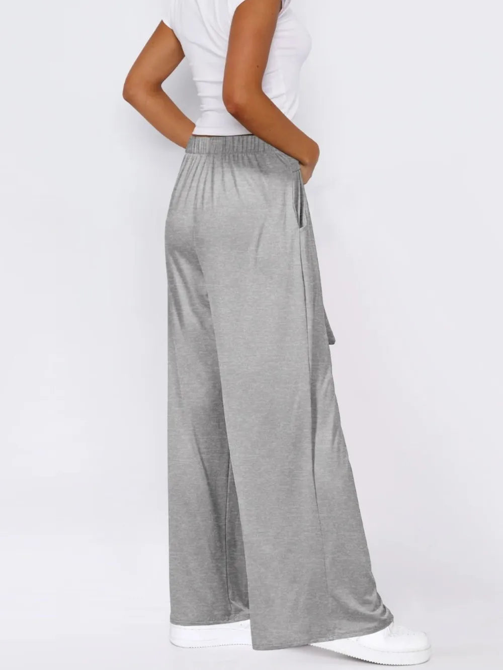 Tie-Waist Wide-Leg Pants with Pockets