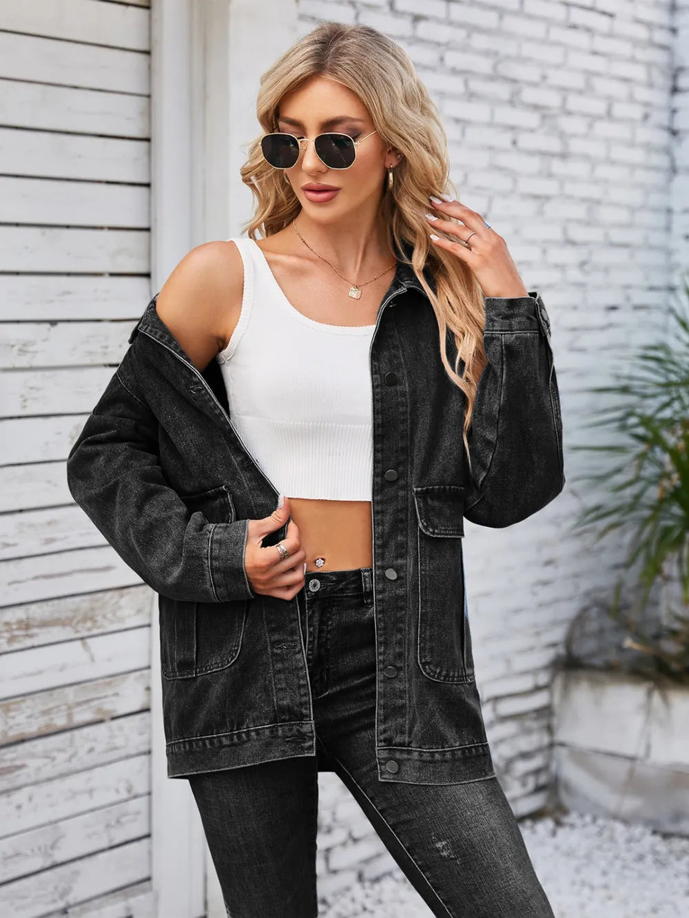 Classic Long Sleeve Button-Up Denim Jacket