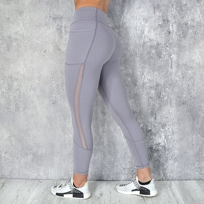 Leggings Fitness with Pocket High Waist Mesh Stitching