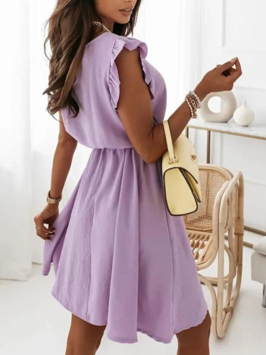 Ruffle Bloom Waist Tie Dress