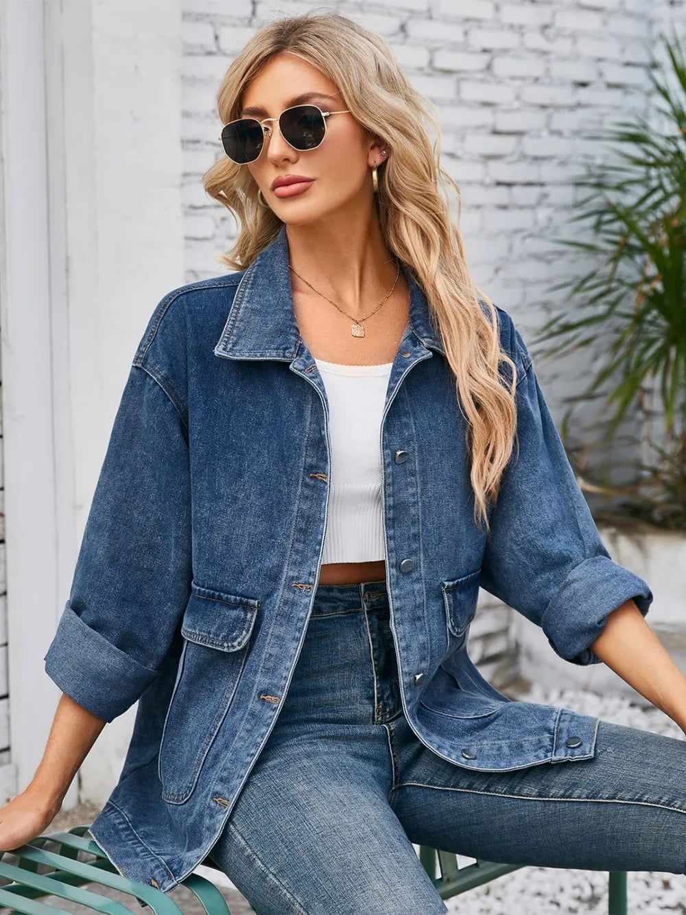 Classic Long Sleeve Button-Up Denim Jacket
