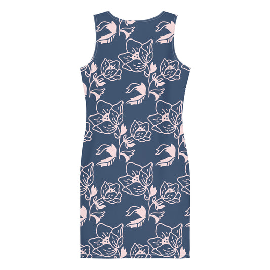Bodycon dress Blue Flower