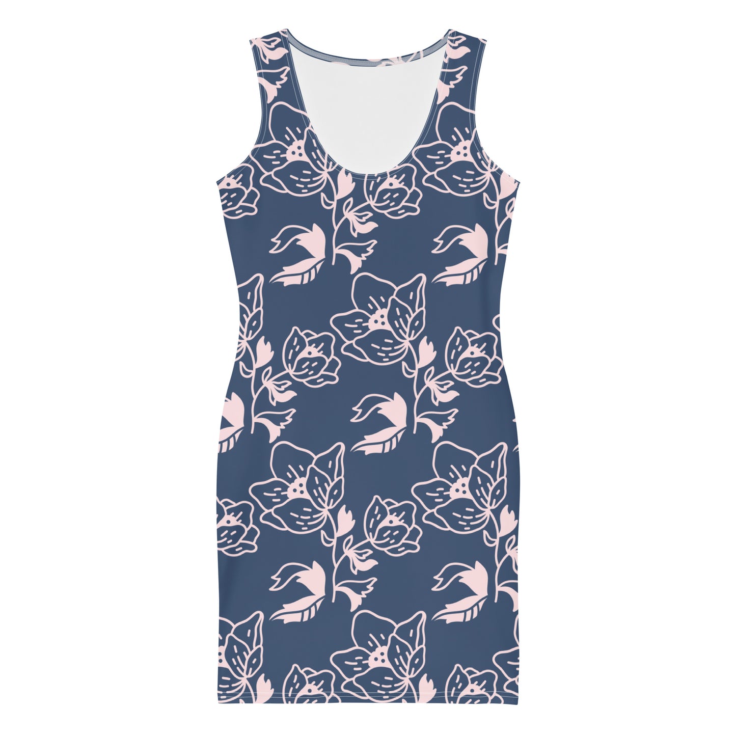 Bodycon dress Blue Flower