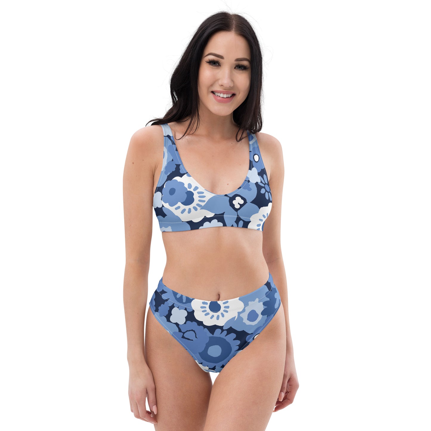 High-waisted Bikini Blue Floral