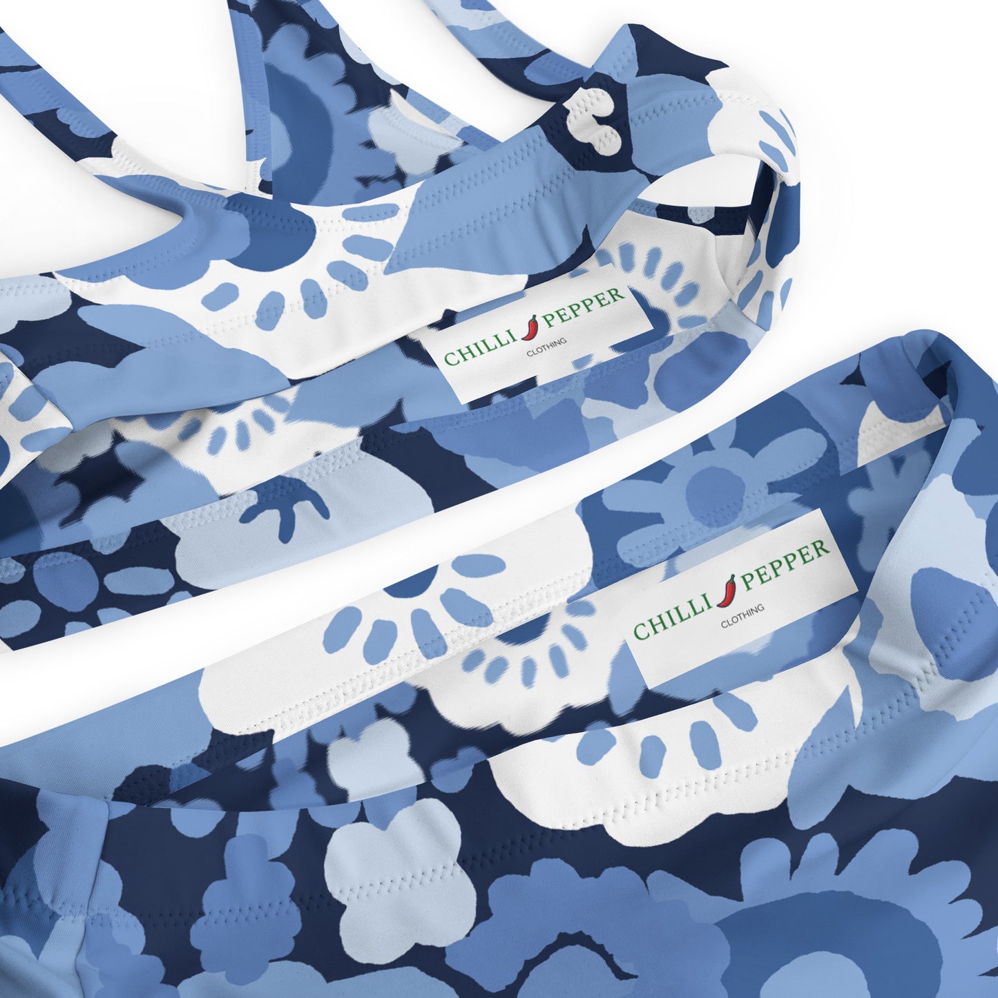High-waisted Bikini Blue Floral