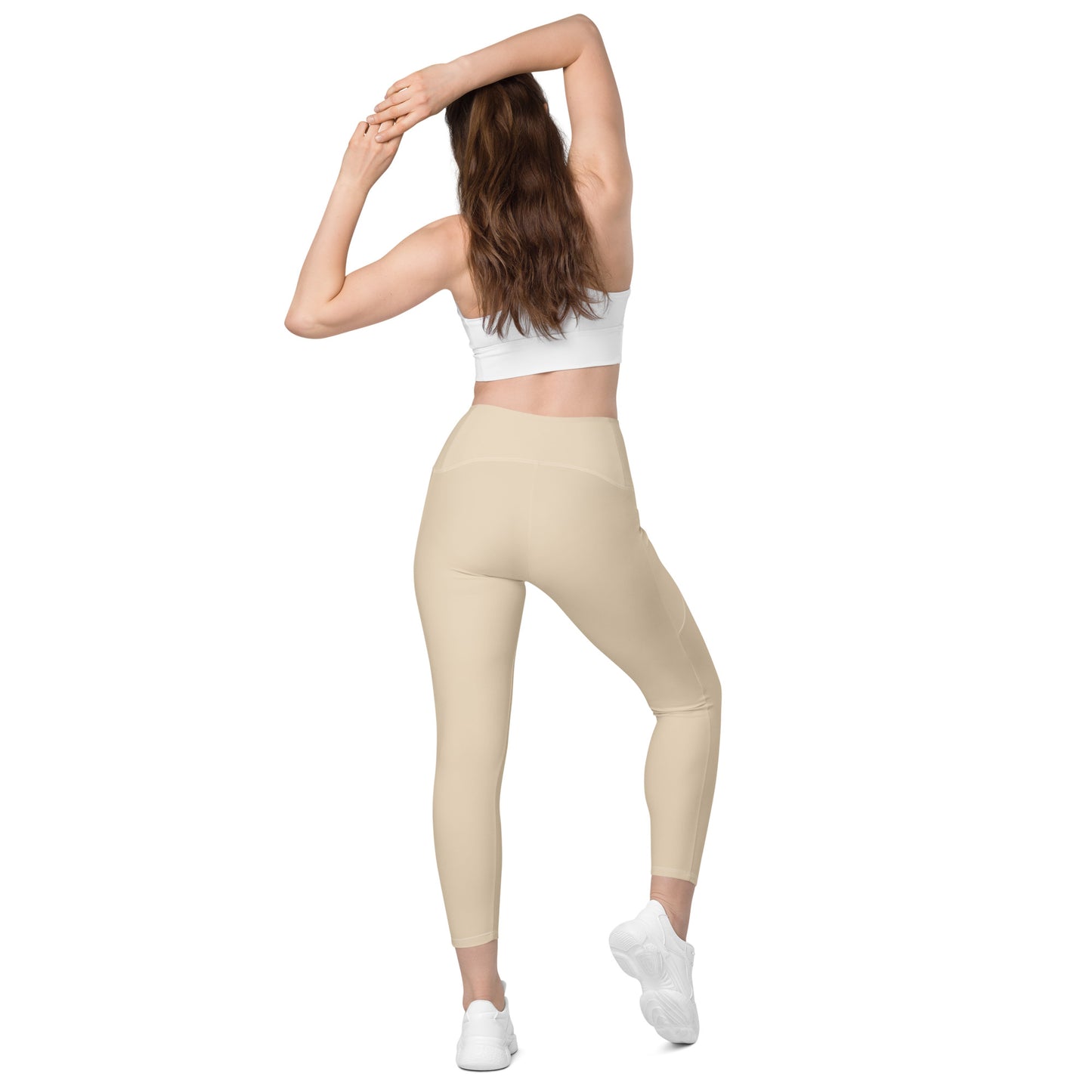 High-waisted Leggings with pockets Beige