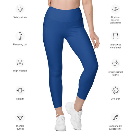 High-waisted Leggings with pockets in Blue
