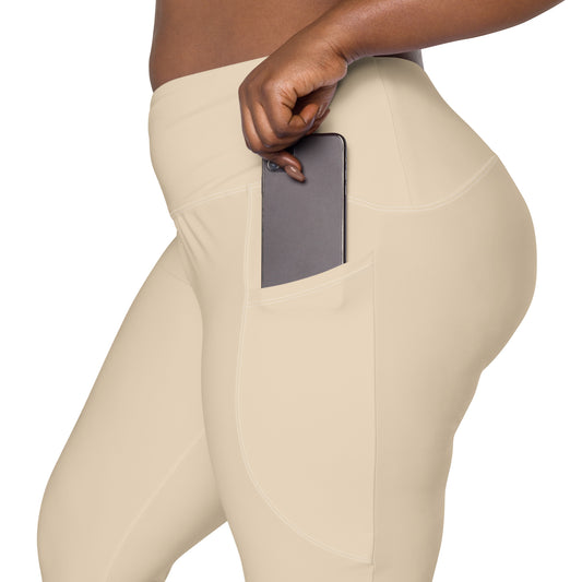 High-waisted Leggings with pockets Beige