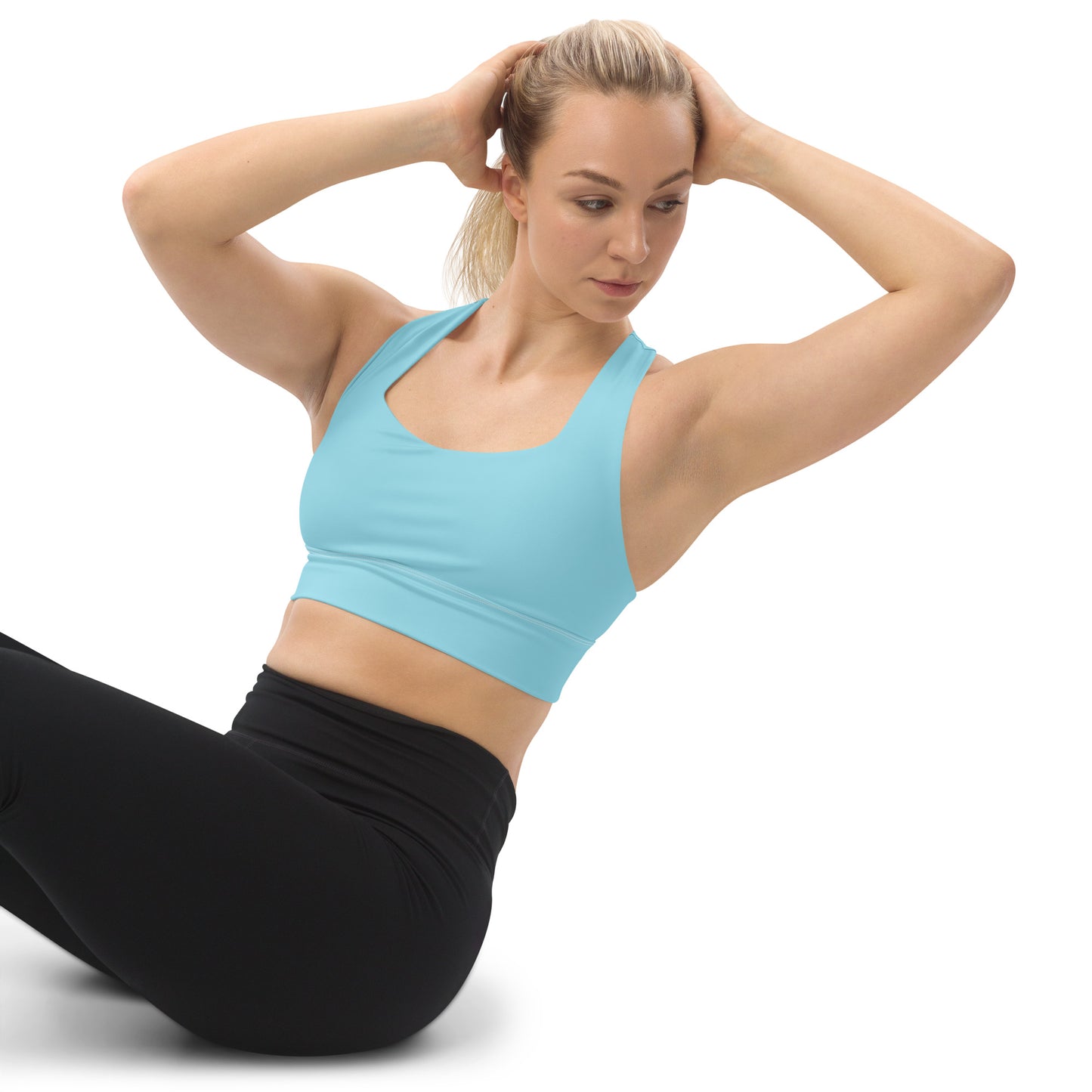 High Support Longline Sports Bra Light Blue