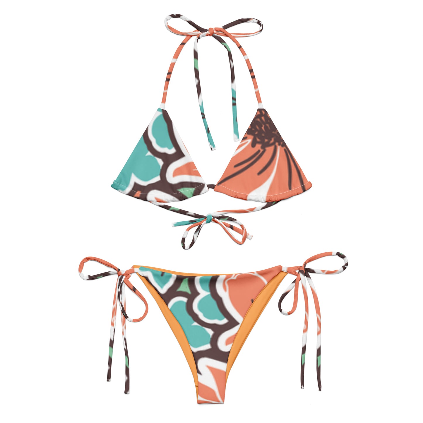 Patterned Red/Blue String bikini