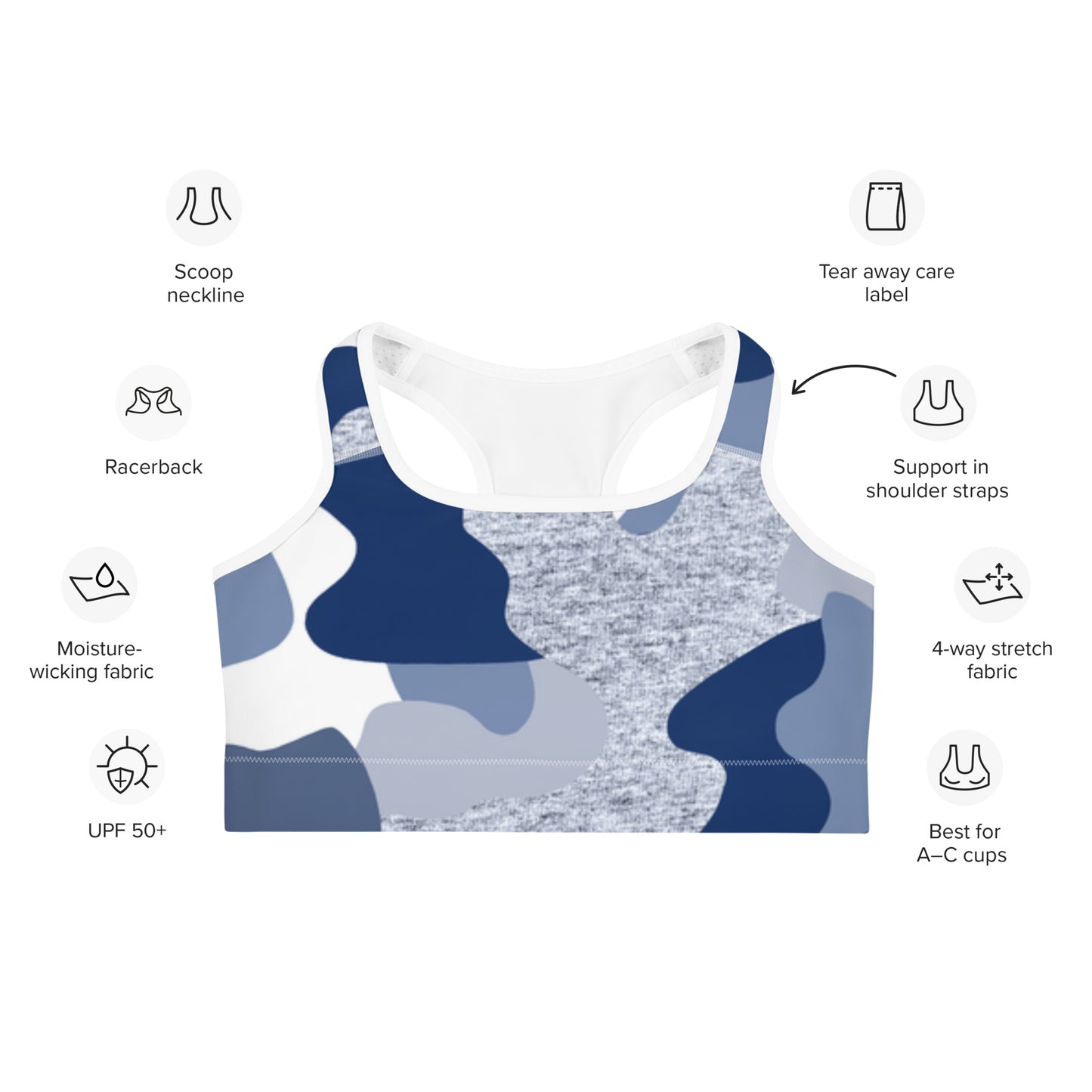 Sports Bra Blue Camouflage